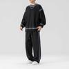 Chándal deportivo informal de primavera y otoño para hombre, cuello redondo, holgado, combinable con todo, con forro polar de invierno para estudiantes