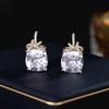 Brincos de luxo leve high-end moda atacado s925 agulha de prata Super Flash geométrico quadrado de zircão inlay brincos de laço stud