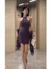 Huan também roupa íntima sexy renda sexy cheongsam roxo puro desejo uniforme saia quadril terno pijamas ny