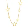 Cadena para Clavícula Popular de Estrella de Cinco Puntas Transfronteriza Ins Cadena de Hip-Hop de Moda Europea y Americana Joyería Collar de Acero Inoxidable Chapado en Oro de 18K