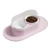 Cuenco Doble de Cerámica para Gatos y Perros, Comedero para Gatos, Protege la Columna Cervical, Antideslizante, Antiderrames, Antisalpicaduras, Bebedero para Gatos, Comedero
