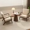 Sillón individual, puf para sala de estar, hotel, casa de huéspedes, cafetería, juego de mesa de té y silla de madera maciza para balcón pequeño