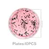 Artigos de Mesa para Festa Borboleta Preto e Rosa Transfronteiriços Festa de Primavera Pratos de Papel Guardanapos de Papel Toalha Decorações de Festa de Aniversário
