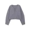 Para Comercio Exterior Europeo y Americano Transfronterizo Ropa de Mujer Aliexpress Más Vendido Otoño Simple Versátil Gris Claro Hombro Caído Cárdigan de Punto
