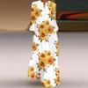 2026 Otoño Estilo Nuevo Europeo y Americano Aliexpress Wish Sexy Cuello en V Manga Larga Estampado Vestido Largo Suelto Vestido Largo