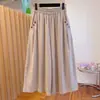 Calças capri brancas de algodão e linho plus size para mulheres, estilo fino de verão, cintura elástica, corte solto, efeito emagrecedor, calças casuais de comprimento 7/8