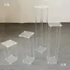 Accesorios para Boda Marcadores de Pasillo de Cristal Columnas Cuadradas Acrílicas Centros de Mesa para Postres Escenario en T Accesorios de Decoración Temática de Boda de Ensueño