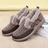 Sapatos Femininos 2025 Inverno Novo Estilo Forrados com Lã Espessados Quentes Sapatos de Algodão Sapatos de Algodão Femininos Confortáveis e Versáteis Sapatos para Mãe de Uma Perna