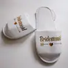 Chinelos de Pijama para Festa de Casamento Itens Descartáveis de Quarto de Hotel Sapatos com Letra em Inglês Fonte Brilhante Noiva