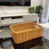 SN06 [dos] cesta rectangular binaural de ratán hecha a mano para almacenamiento, maquillaje, cuidado de la piel, hogar, juguetes, snacks