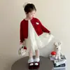 Conjunto de Ropa de Primavera para Niñas, Ropa Infantil, Elegante Cárdigan de Punto para Primavera y Otoño, Vestido de Manga Larga, Conjunto de Dos Piezas de Princesa, Moderno