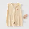 Body de Verano para Recién Nacido de Algodón Puro Jacquard Clase A sin Mangas Traje de Una Pieza Delgado para Aire Acondicionado Ropa de Casa