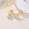 Brincos Yiluyin Prata de Lei S925 Banhados a Ouro Jade Hetian Jade Água Clara Fivela da Paz Novos Estilo Chinês Elegantes Brincos de Clipe de Prata