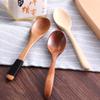 Cuchara pequeña de madera de estilo japonés, mango largo, cuchara de arroz de madera maciza, cuchara de postre para niños, cuchara de miel, cuchara hecha a mano, tenedor, vajilla grabada