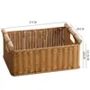 Cesta de Armazenamento Tecida com Algas Marinhas Cesta de Armazenamento Vintage de Vime Caixa de Bambu Cesta de Armazenamento Tecida de Bambu Cesta de Armazenamento Tecida para Diversos Retangular