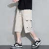 Pantalones cortos de trabajo de talla grande para hombre, pantalones cortos finos de verano, pantalones deportivos, pantalones negros holgados para exteriores, pantalones casuales de moda para hombre