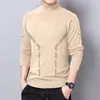Roupa íntima térmica com forro de veludo, espessa e quente, camiseta de base masculina com gola alta, camiseta de manga longa de cor sólida, top de outono