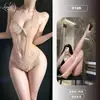 Lencería sexy de Orange Friend, pijama sexy de encaje de una pieza con entrepierna abierta, calientes transparentes con perlas y entrepierna abierta, no es necesario quitar, venta al por mayor 9185