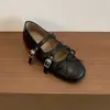Sapatos Mary Jane estilo francês retrô com tiras de estampa de leopardo, novo modelo 2026, sapatos de balé femininos com salto quadrado que aumenta a altura e sola macia