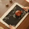 Nuevo Mantel de Té de Tela de Algodón y Lino Estilo Chino, Base Aislante de Calor, Mantel de Mesa de Té, Camino de Mesa Impermeable, Mantel para Tetera