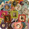 Estilo Europeu Retrô Pintura a Óleo Retrato de Gato Moldura Adesivos Gato Retrô Fofo Capa de Celular Decoração de Copo de Água Adesivos à Prova d'Água