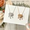 S925 Colar de prata esterlina Feminino Fu personagem segurança Lock pingente design de nicho moda de alta qualidade sentido longa vida Colar pingente corrente de bloqueio