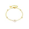 Collar de flores de perlas frescas pequeñas para mujer, acero de titanio chapado en oro, no se decolora, temperamento dulce, lindo, cadena para clavícula al por mayor