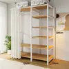 Armario fácil de montar, mueble para recibidor, muebles para dormitorio, perchero de metal, adecuado para apartamentos de alquiler, armario para dormitorio pequeño