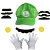 Chapéu Super Mary Chapéu Octogonal Mario Barba Luvas Terno Chapéu de Anime Jogo