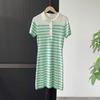 Roupas Femininas de Luxo Nanyou Verão 2024 Slim Fit Doce Francês Fragrância Girly Vestido de Tricô Listrado