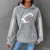 Moletom Novo 2024 Transfronteiriço Comércio Exterior Estação Independente Estampa de Letras Top Feminino Pulôver Com Capuz Waffle