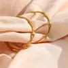 Brincos Grandes de Bambu Abertos Finos da Moda Europeia e Americana Transfronteiriços Brincos de Aço Inoxidável 316L Galvanizados a Ouro 18K