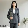 Traje Formal de Entrevista de Mujer Nuevo de Ajuste Delgado para Primavera y Otoño 2026 Ropa de Trabajo Formal de Alta Gama Gris