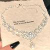 Collar de Cadena para Clavícula con Perla de Imitación de Circonita de Pedrería Brillante Gota de Agua Lujo Ligero Exagerado Nicho Accesorio para Chica Rica Vestido