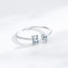 Anillo de plata de ley S925 con doble circonita irregular geométrica, diseño de nicho, estilo abierto para mujer
