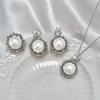 Collar y anillo con colgante de diamantes con microincrustaciones de perlas, elegante y ligero, de estilo retro barroco francés, para mujer