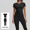 Juyitang Traje de Yoga con Cuello en V para Correr, Fitness, Entrenamiento Deportivo, Ropa de Yoga para Mujer