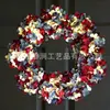 Corona Personalizada de Venta Caliente Transfronteriza para el Día de la Independencia Colgante de Puerta Bordado Rojo, Blanco y Azul Decoración de Pared Conmemorativa de Flores Artificiales
