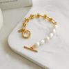 Pulsera de cadena con nudo elegante de Corea del Sur, diseño de costura creativa personalizado, pulsera de perlas, pulsera retro de moda 258