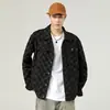 Jaqueta Jeans Masculina, Corte Amplo, Estampa Xadrez, Casaco Jeans Masculino Tendência