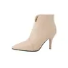 Botines nude, estilo europeo y americano, punta fina, tacón de aguja, botines de moda para mujer, botines de tacón alto, talla grande 2301