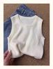 Top Tricot Fino Amarelo Claro Redutor de Idade para Mulheres, Regata Curta Slim-Fit para Primavera e Outono, Camisola Exterior Chic e Moderna