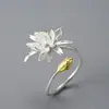 Aretes Anillo de Epiphyllum Pastoral S925 Anillo para Mujer Fresco Diseño Hecho a Mano Traje de Joyería