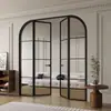 Porta de Correr Nova Retro Estilo Francês para Cozinha, Porta de Correr de Três Folhas para Varanda, Porta de Vidro em Liga de Alumínio para Divisória de Ar Condicionado na Sala de Estar