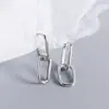 Pendientes de Aro Ovalados Geométricos de Plata S925 Estilo Coreano al por Mayor para Mujer, Pendientes de Aro Geométricos Ovalados de Nicho, Accesorios para Orejas Simples y de Moda