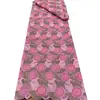 Tecido de Algodão Bordado Perfurado Oco Redondo com Strass, Renda de Pedras Moda Tecido para Vestido de Mulher Africana