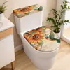 Funda de Inodoro de Tela de Mármol con Flores de Plantas Transfronterizas Juego de 2 Piezas Cubierta Protectora de Baño para el Hogar Fabricante Venta al por Mayor