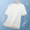 Camisa de Manga Corta para Hombre de Nuevo Estilo de Verano con Cuello Redondo de Seda de Hielo, Alta Elasticidad, Camisa de Manga Corta Deportiva Casual Transpirable, Transpirable
