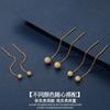 S999 Cuentas Redondas Esmeriladas Plata de Ley Línea para Oreja Nueva Moda Simple para Mujer Cadena de Oreja de Barra de Plata para Pie Anti-pérdida Cara Delgada