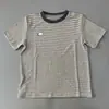 Camiseta de manga corta a rayas estilo coreano con diseño de perrito bordado en toalla, nueva colección de otoño, casual, versátil, adelgazante y con un diseño clásico de hombros, top retro para mujer